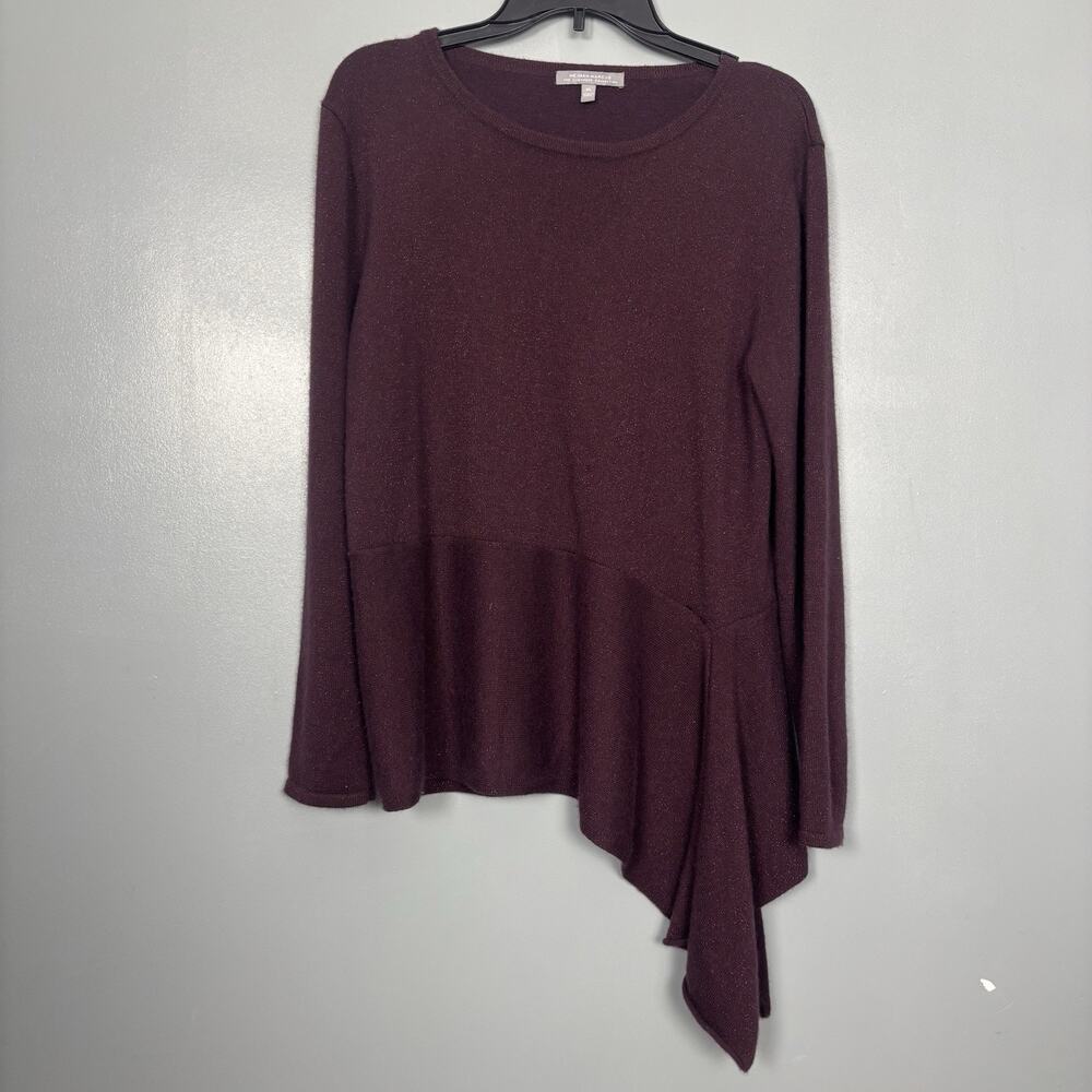 NEIMAN MARCUS Women’s Metallic Cashmere Blend Asymmetrical Mock Neck Sweater XL